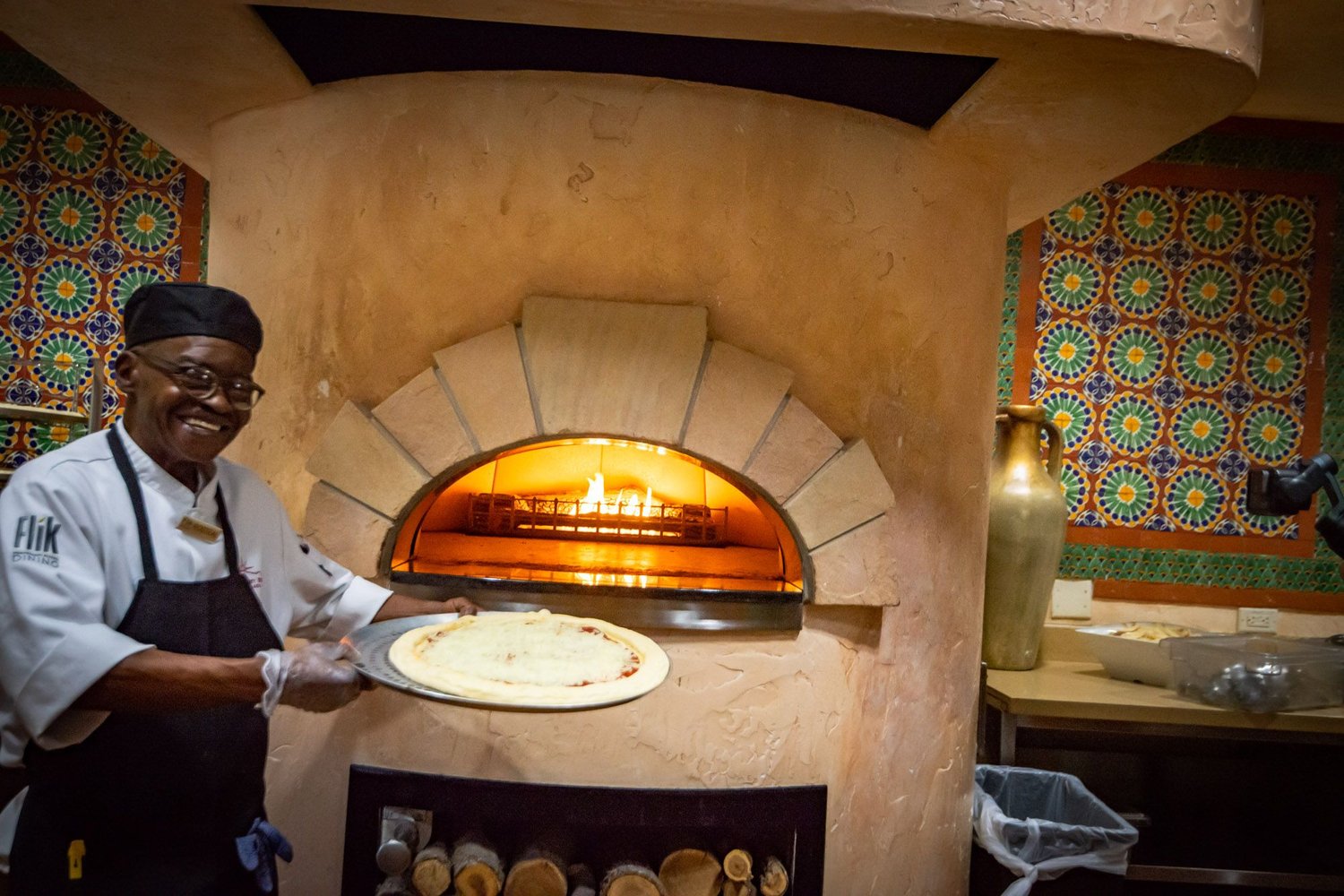 Cook at Pizza Oven