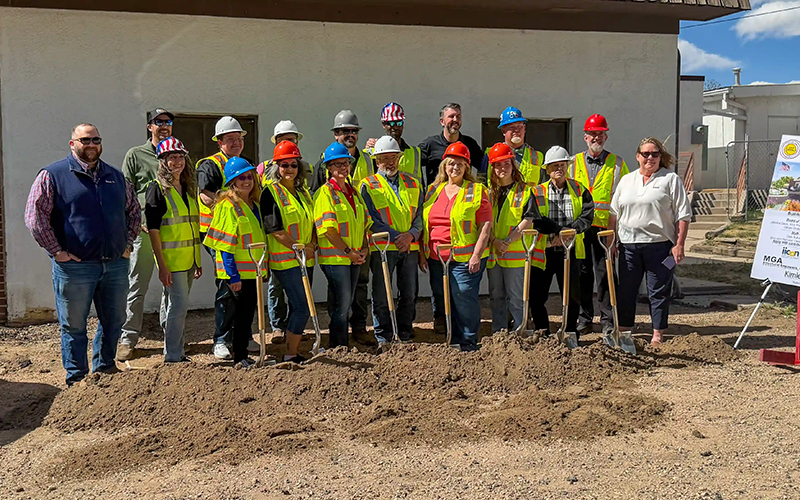 Security Water team with iiCON Construction behind shovels and dirt used in the ground breaking ceramony