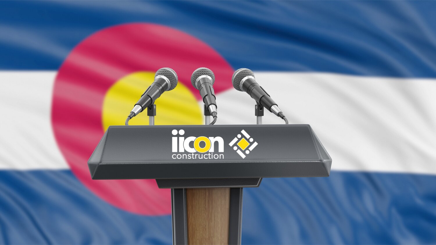 Iicon Podium infront of Colorado flag